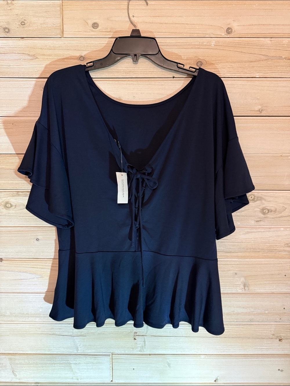 Banana Republic Navy Blue Ruffle Tie-Front Blouse